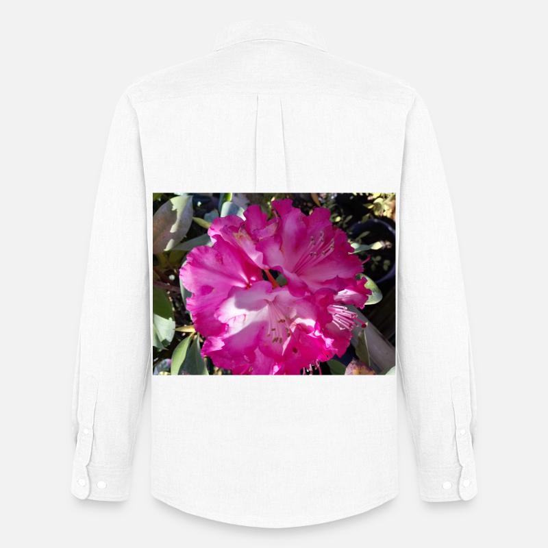 Fuchsia-Azalee in voller Blüte - Männer Oxford Hemd von Stanley/Stella - Weiß