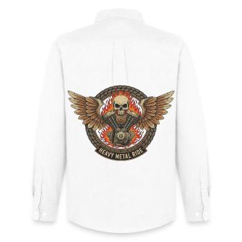 Motorcycle Biker V-Twin Motor Skull Skull Rocker - Men's Oxford Shirt by Stanley/Stella - white - Back - AI Model Male 185 dark (185cm)