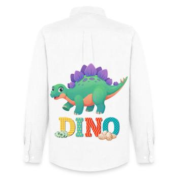 Dino - Männer Oxford Hemd von Stanley/Stella - Weiß - Hinten - AI Model Male 185 dark (185cm)
