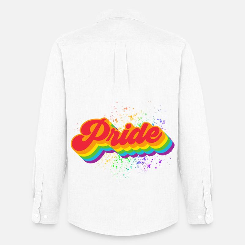Pride Regenbogenwelle - Männer Oxford Hemd von Stanley/Stella - Weiß