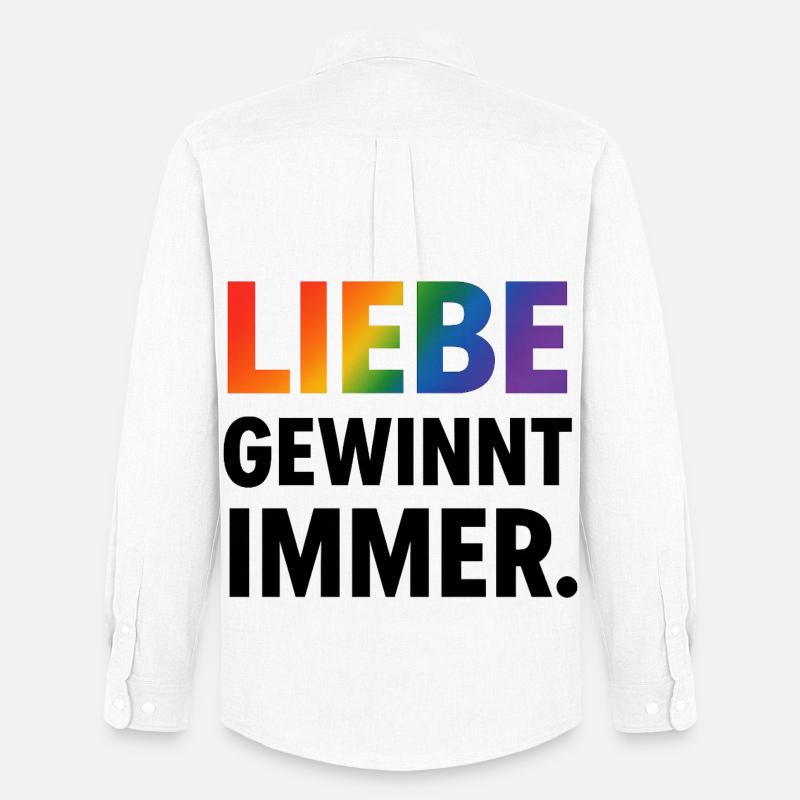 Regenbogen Spruch Liebe Gewinnt Immer - Männer Oxford Hemd von Stanley/Stella - Weiß