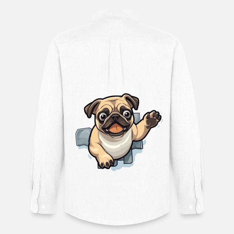 Pug Durchbruch aus Eis - Männer Oxford Hemd von Stanley/Stella - Weiß