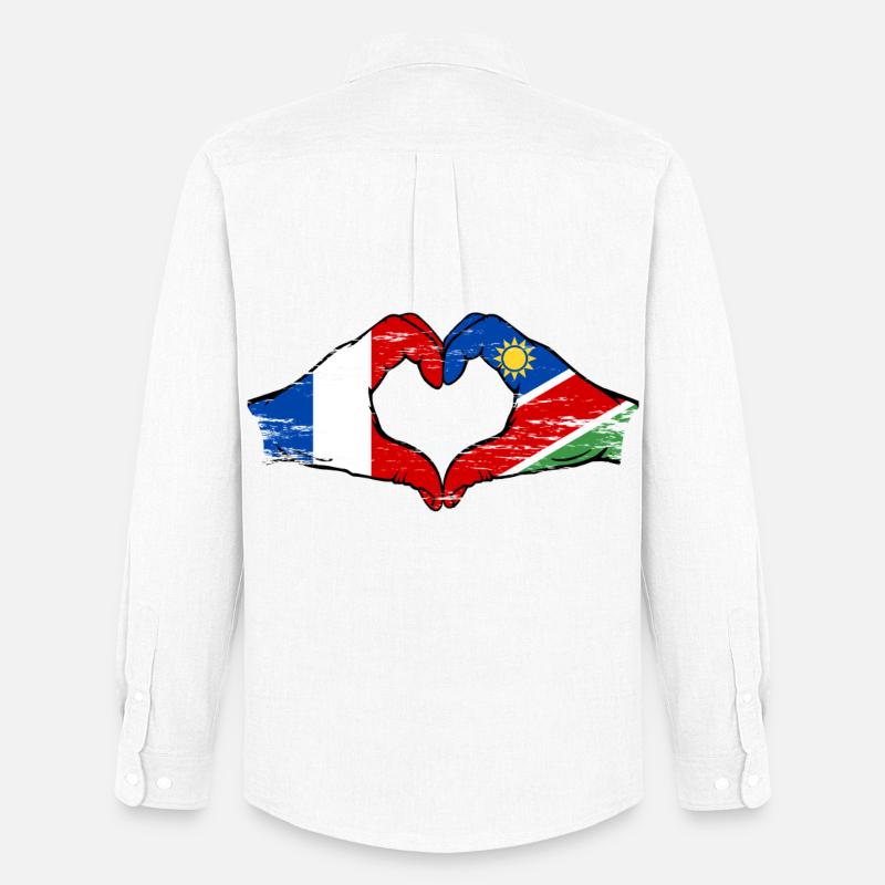 Frankreich Namibia Flagge Herz used - Männer Oxford Hemd von Stanley/Stella - Weiß