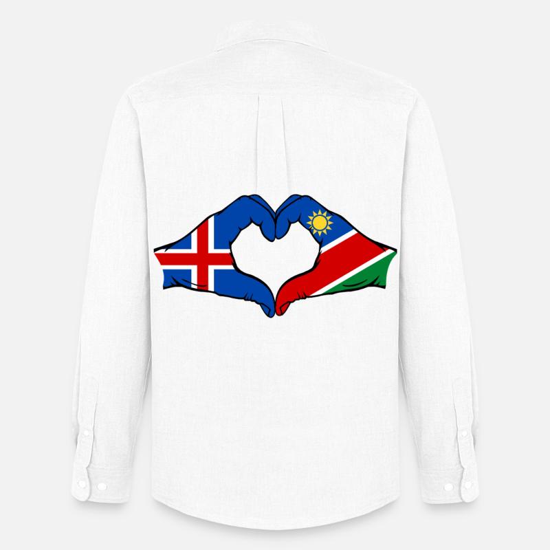 Island_Namibia_Flagge_Hände_Herzform - Männer Oxford Hemd von Stanley/Stella - Weiß