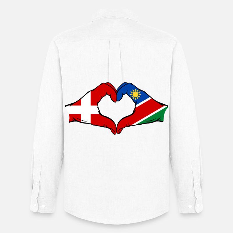 Dänemark Namibia Flagge Herz - Männer Oxford Hemd von Stanley/Stella - Weiß