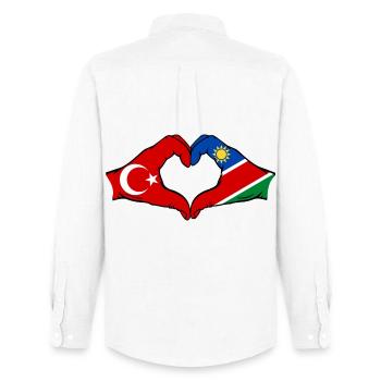 Türkei Namibia Flagge Hände Herzform - Männer Oxford Hemd von Stanley/Stella - Weiß - Hinten - AI Model Male 185 dark (185cm)