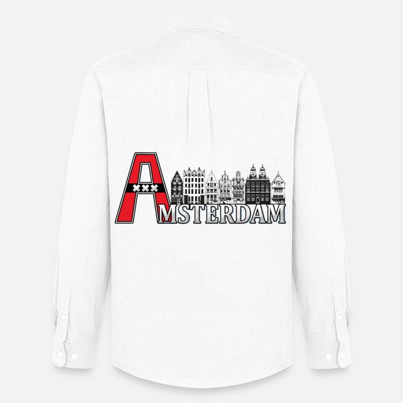Amsterdam mit einem großen A - Männer Oxford Hemd von Stanley/Stella - Weiß