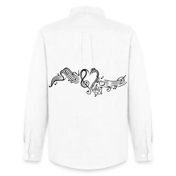 Notenblatt mit Musiknoten, music, notes, clef - Chemise Oxford homme Stanley/Stella - blanc - Dos - AI Model Male 185 dark (185cm)
