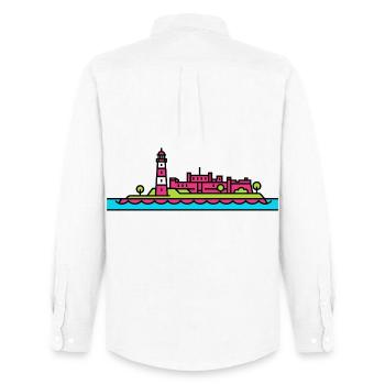 Plymouth City Skyline Smeaton's Tower Line Art - Men's Oxford Shirt by Stanley/Stella - white - Back - AI Model Male 185 dark (185cm)