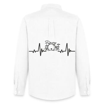 Drums Rhythm Music Instrument Drummer Heart - Men's Oxford Shirt by Stanley/Stella - white - Back - AI Model Male 185 dark (185cm)