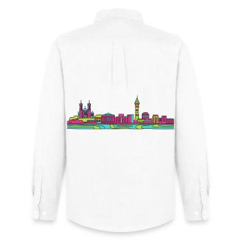 Lyon City Skyline Basilica Moderne Linienkunst - Männer Oxford Hemd von Stanley/Stella - Weiß - Hinten - AI Model Male 185 dark (185cm)