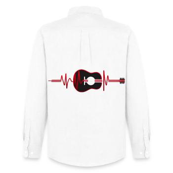 Silhouette of Guitar in a Heart Beat. - Men's Oxford Shirt by Stanley/Stella - white - Back - AI Model Male 185 dark (185cm)