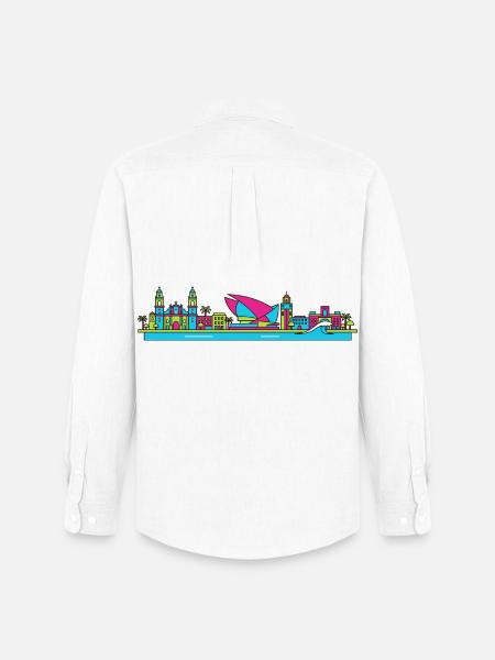 Las Palmas City Skyline Gran Canaria Line Art - Men's Oxford Shirt by Stanley/Stella - white
