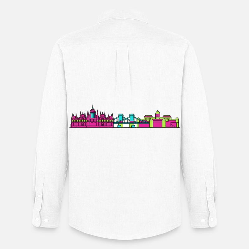 Budapester Stadtskyline-Parlament: Moderne Kunst - Männer Oxford Hemd von Stanley/Stella - Weiß