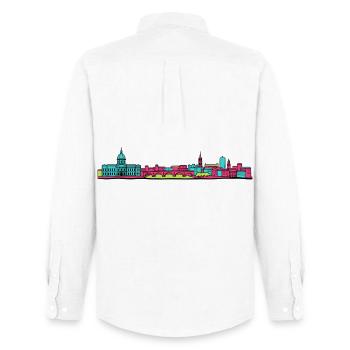 Toulouse City Skyline Basilique Linienzeichnung - Männer Oxford Hemd von Stanley/Stella - Weiß - Hinten - AI Model Male 185 dark (185cm)