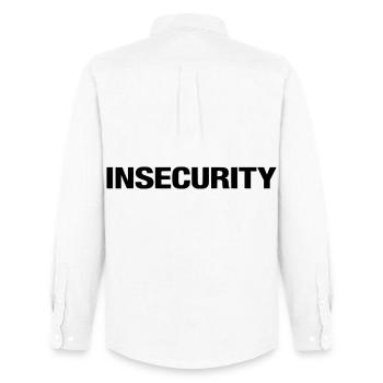 INSECURITY – Minimalist Uniform Style Statement - Men's Oxford Shirt by Stanley/Stella - white - Back - AI Model Male 185 dark (185cm)