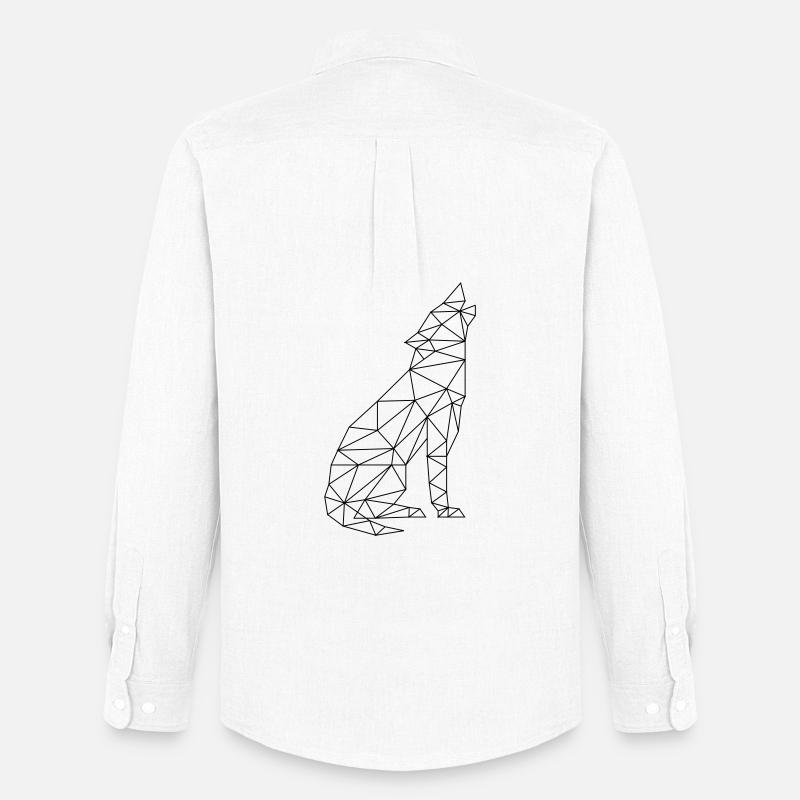 Wolfsruf Wolf Kontur Silhouette - Männer Oxford Hemd von Stanley/Stella - Weiß