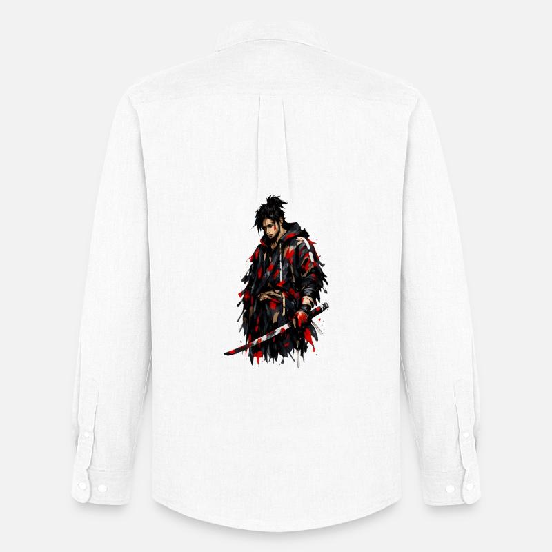 Roter Schatten Samurai - Männer Oxford Hemd von Stanley/Stella - Weiß