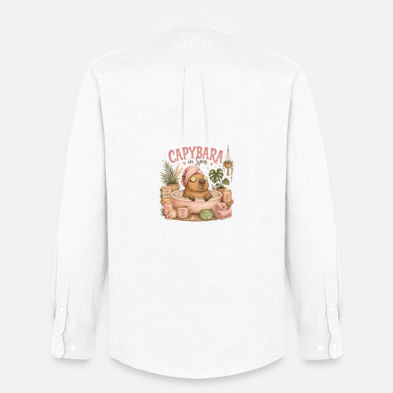 Capybara Spa Auszeit - Männer Oxford Hemd von Stanley/Stella - Weiß