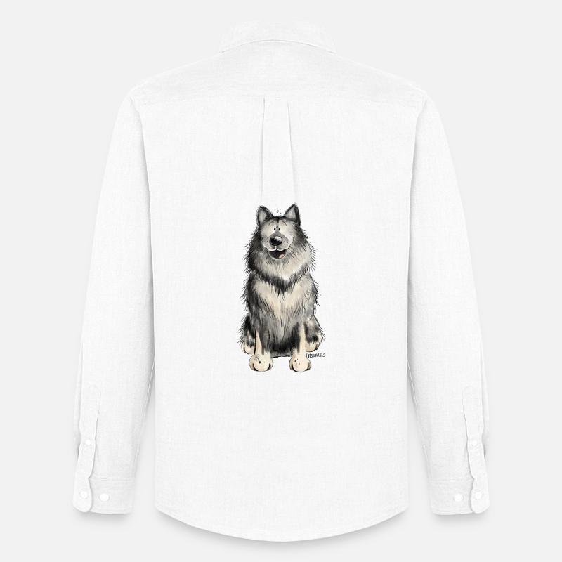 Glücklicher Wolfsspitz I Comic Hund Geschenk - Männer Oxford Hemd von Stanley/Stella - Weiß