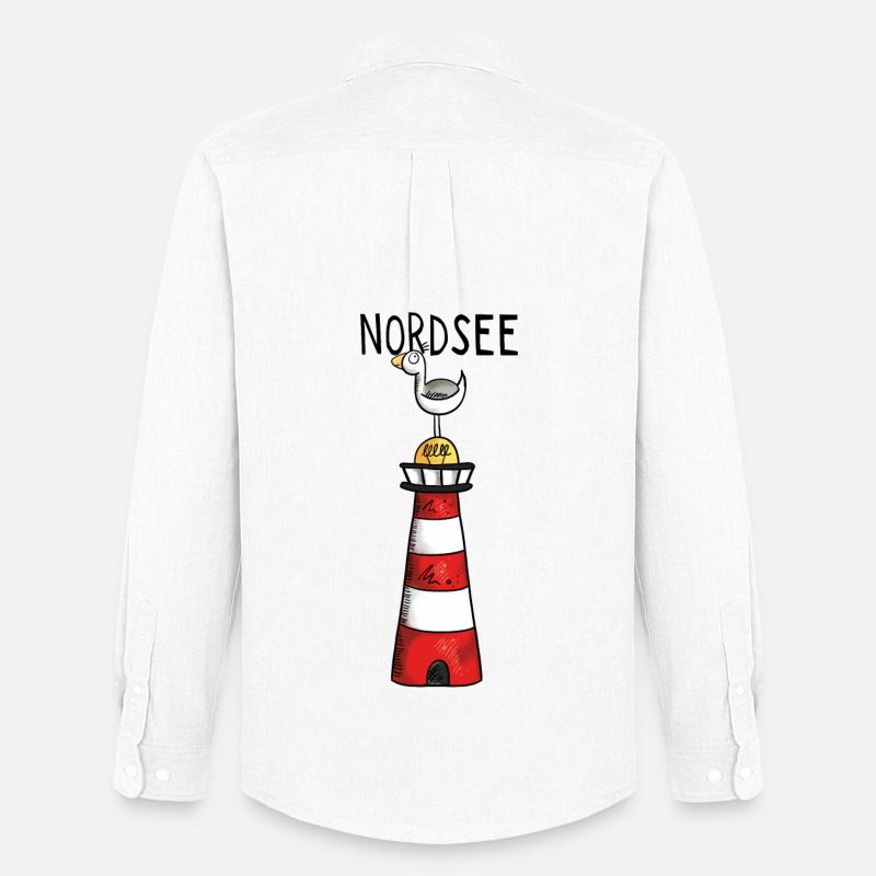 Nordsee Leuchtturm - Möwe - Comic - Geschenk - Männer Oxford Hemd von Stanley/Stella - Weiß