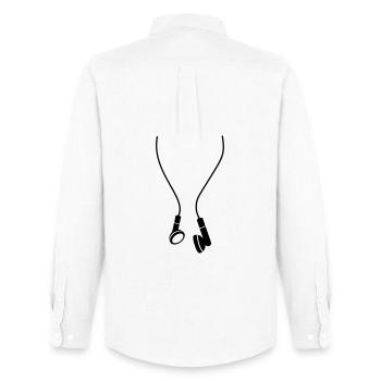 headphones - Männer Oxford Hemd von Stanley/Stella - Weiß - Hinten - AI Model Male 185 dark (185cm)