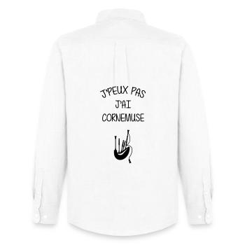 Cornemuse / Ecosse / Instrument de Musique - Chemise Oxford homme Stanley/Stella - blanc - Dos - AI Model Male 185 dark (185cm)