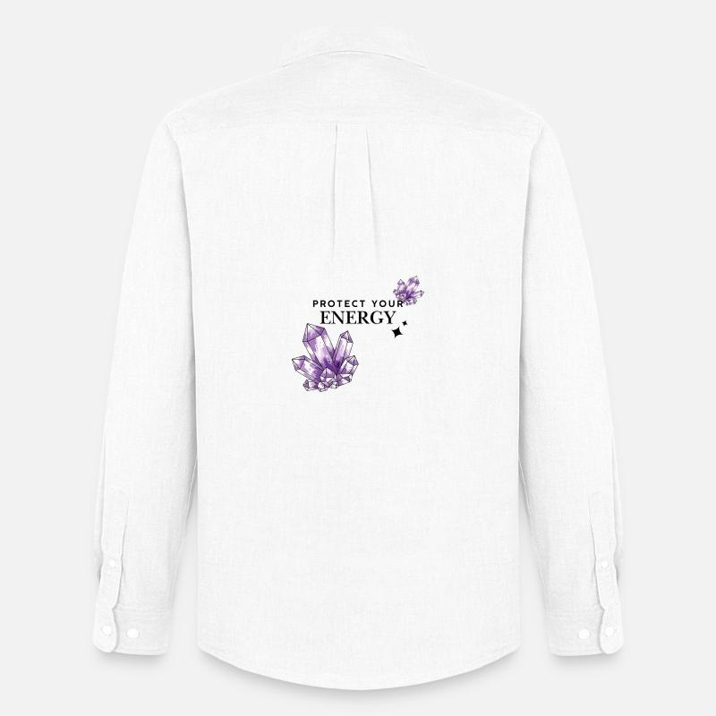 Violette Kristallcluster auf Schwarz - Männer Oxford Hemd von Stanley/Stella - Weiß