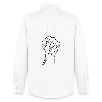 Fist / Raised fist / Revolution / Defiance - Men's Oxford Shirt by Stanley/Stella - white - Back - AI Model Male 185 dark (185cm)