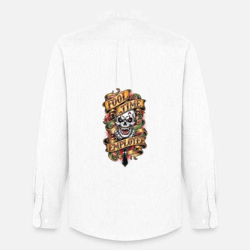 Fool Time Employee Skull - Männer Oxford Hemd von Stanley/Stella - Weiß