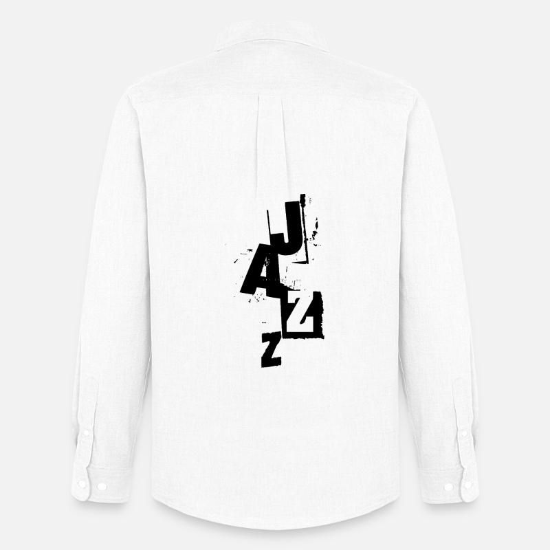 distressed bold jazz music logo - Männer Oxford Hemd von Stanley/Stella - Weiß