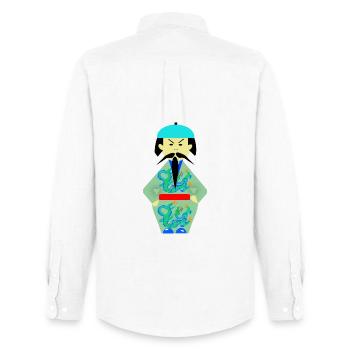 Guerrier Ancestral au Dragon Vert - Chemise Oxford homme Stanley/Stella - blanc - Dos - AI Model Male 185 dark (185cm)