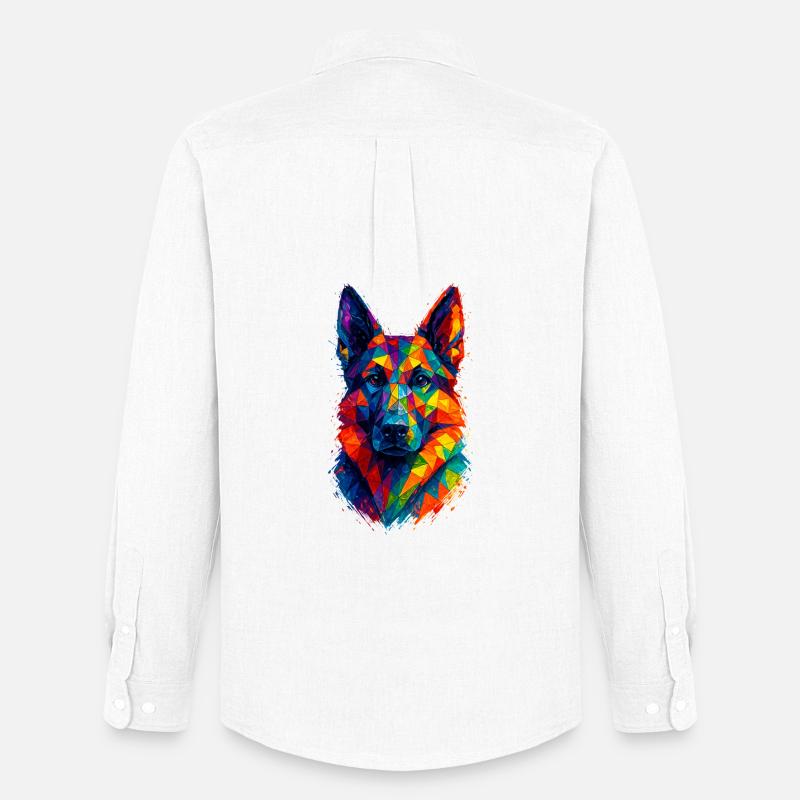 Schæferhund Geometrisk Kunst - Oxfordskjorte herre Stanley/Stella - hvid