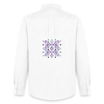 Designer clothes and tote bags, chic and unique style. - Men's Oxford Shirt by Stanley/Stella - white - Back - AI Model Male 185 dark (185cm)