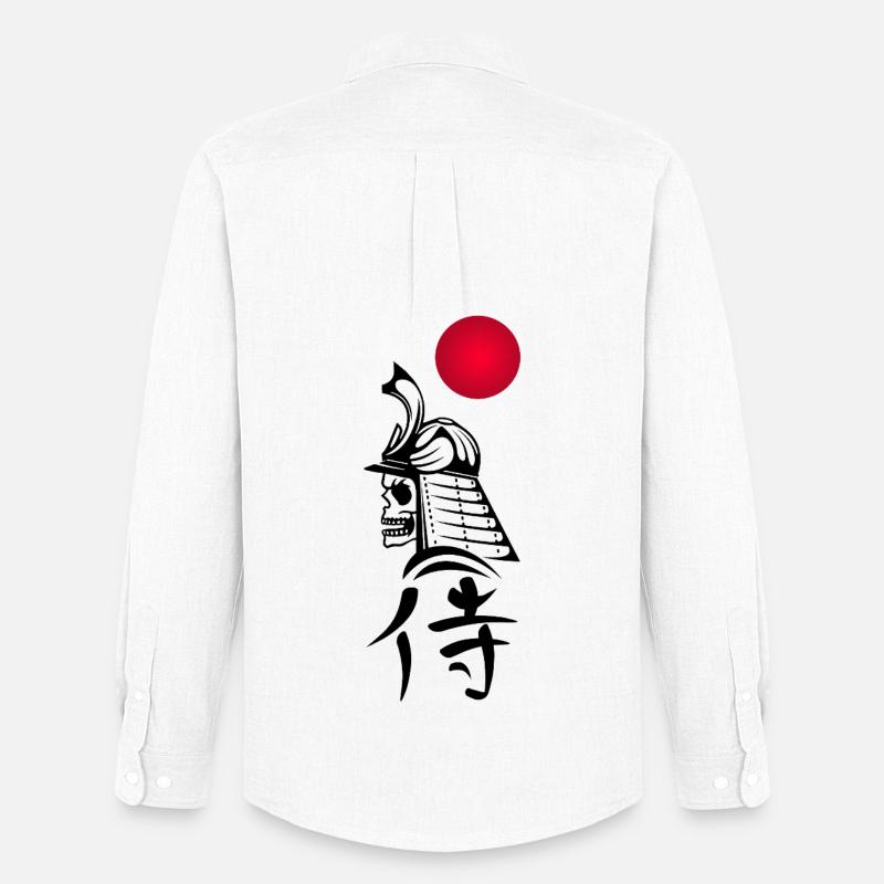 Schwarzer Samurai und Rote Sonne - Männer Oxford Hemd von Stanley/Stella - Weiß