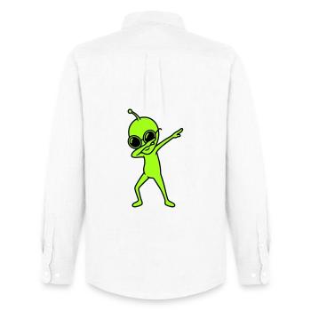 Alien Dab - Männer Oxford Hemd von Stanley/Stella - Weiß - Hinten - AI Model Male 185 dark (185cm)