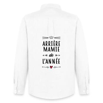 Mamie / Mamy / Grand Mere / Grand-Mère / Bébé - Chemise Oxford homme Stanley/Stella - blanc - Dos - AI Model Male 185 dark (185cm)