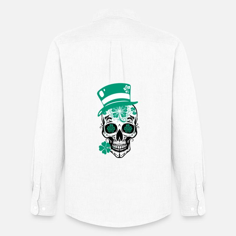 Sugar Skull Totenschädel St Patricks Day - Männer Oxford Hemd von Stanley/Stella - Weiß