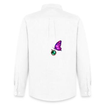 Renaissance d’Émeraude – Papillon Cosmique - Chemise Oxford homme Stanley/Stella - blanc - Dos - AI Model Male 185 dark (185cm)