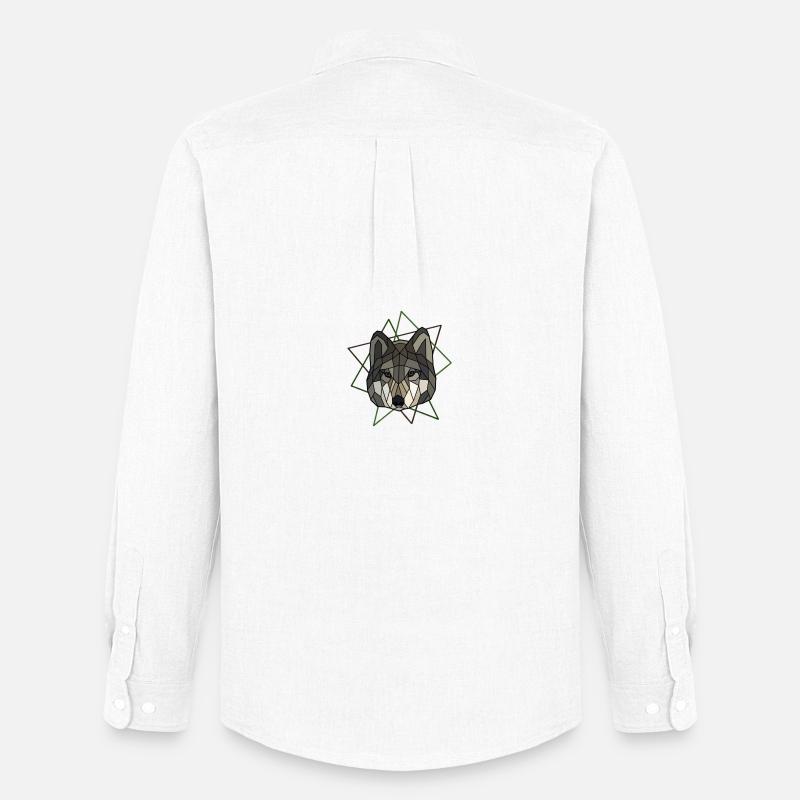 Wolf - Männer Oxford Hemd von Stanley/Stella - Weiß