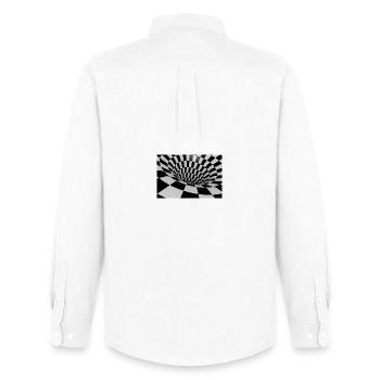 Black and White Tile Tunnel - Men's Oxford Shirt by Stanley/Stella - white - Back - AI Model Male 185 dark (185cm)