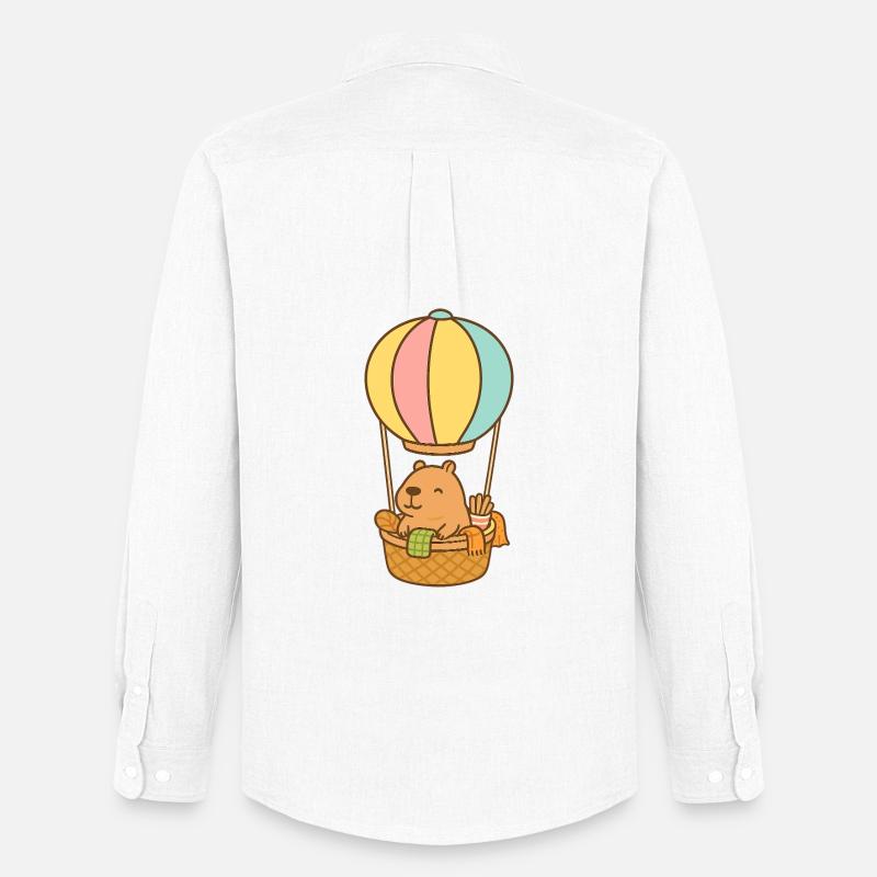 Capybara im Heißluftballon – süß & entspannt 🎈 - Männer Oxford Hemd von Stanley/Stella - Weiß