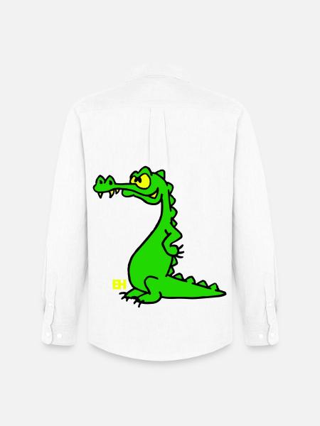 Smiling Crocodile, dreifarbiges Design - Männer Oxford Hemd von Stanley/Stella - Weiß