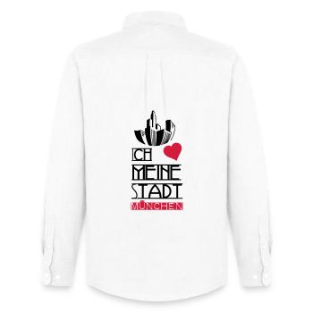 Stadt Liebe München Deutschland Spruch Geschenk - Männer Oxford Hemd von Stanley/Stella - Weiß - Hinten - AI Model Male 185 dark (185cm)