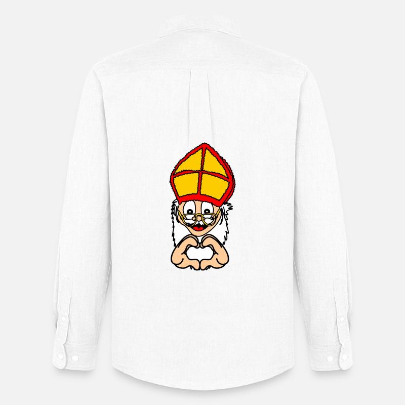 Sinterklaas mit Handgestenherz - Männer Oxford Hemd von Stanley/Stella - Weiß