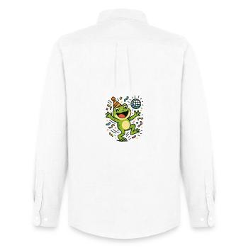 Party-Frosch - Männer Oxford Hemd von Stanley/Stella - Weiß - Hinten - AI Model Male 185 dark (185cm)