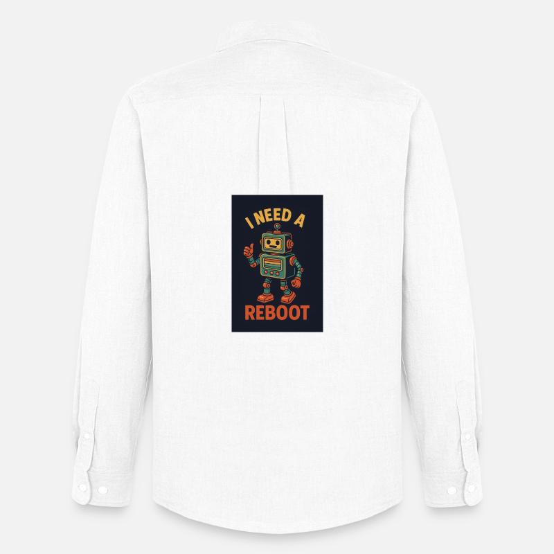 Reboot retro KI Roboter - Männer Oxford Hemd von Stanley/Stella - Weiß