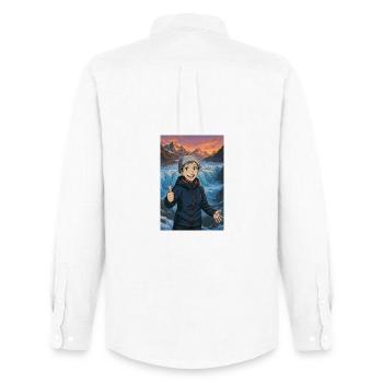 Joyful icy hike - Men's Oxford Shirt by Stanley/Stella - white - Back - AI Model Male 185 dark (185cm)