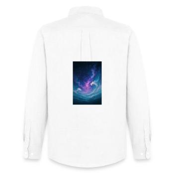 The Wave Universe - Men's Oxford Shirt by Stanley/Stella - white - Back - AI Model Male 185 dark (185cm)