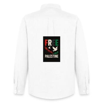 Peace for Palestine Eco-conscious design - Men's Oxford Shirt by Stanley/Stella - white - Back - AI Model Male 185 dark (185cm)